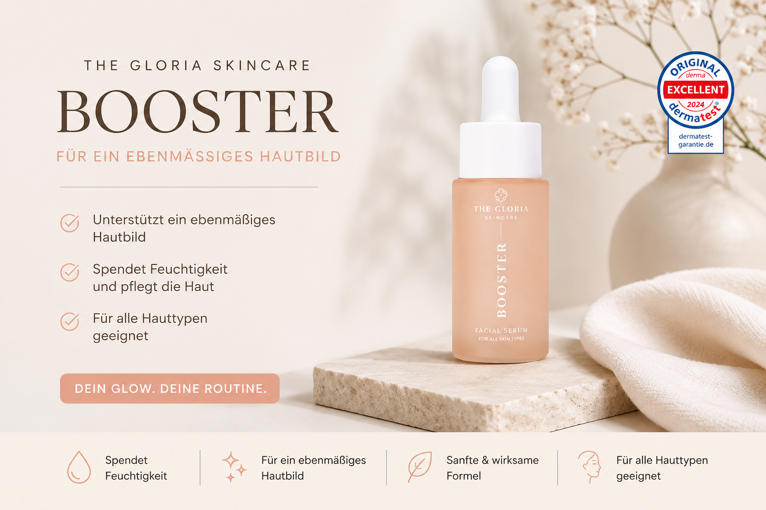 Gloria Skincare Booster Serum zur Pflege von unebener Haut und für mehr Feuchtigkeit